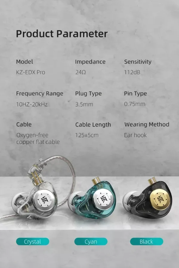 D_NQ_NP_2X_619604-MLA82201183860_022025-F Auriculares KZ EDX PRO de 10mm - Clear (blanco, transparente, claro) - Doble circuito magnético, unidad dinámica, auriculares de graves HIFI, auriculares deportivos con cancelación de ruido ZSN PRO ZSTX ZVX - Clear