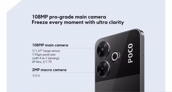 Sc1511bc2f12f43d5841799c45035b5dbB POCO M6 Smartphone MediaTek Helio G91 Ultra, versión Global, pantalla FHD de 6,79 pulgadas, 90Hz, cámara de 108MP, 33W, carga rápida, NFC